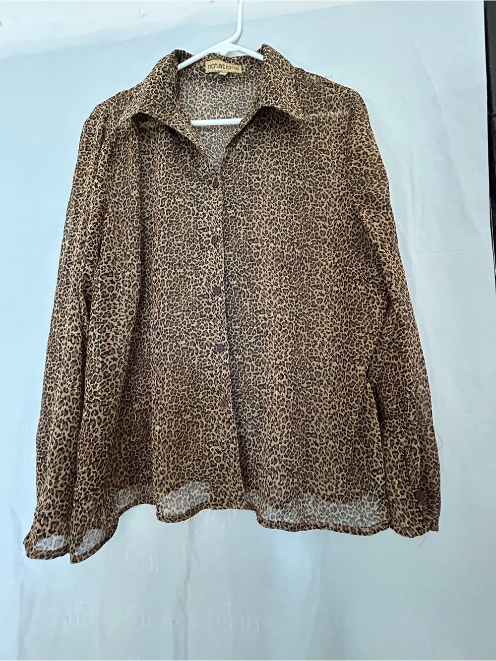 Notations Women’s Brown Leopard Animal Print Button-Down Shirt Sz XL NWNT